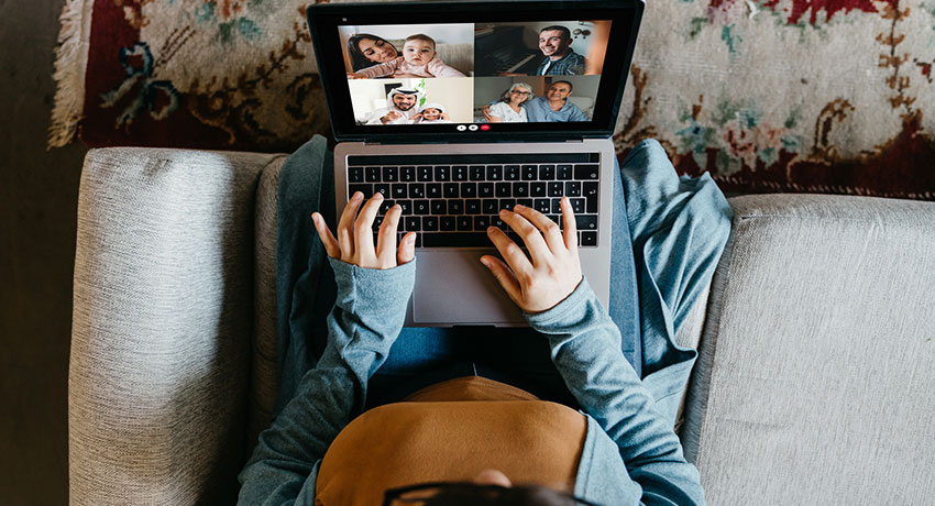 Socializing on laptop
